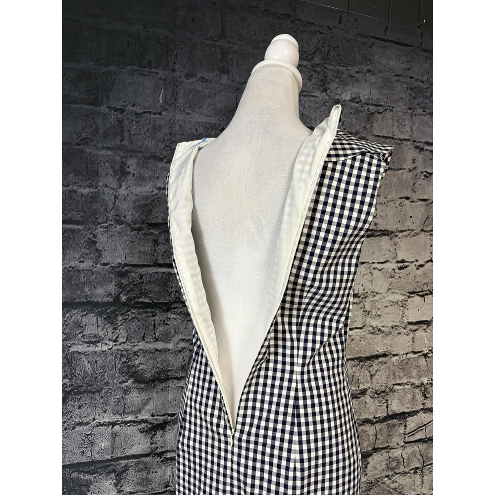 J McLaughlin Dress Womens 6 Blue Gingham Ruffle‎ Sheath Sleeveless Knee Length - Picture 5 of 15